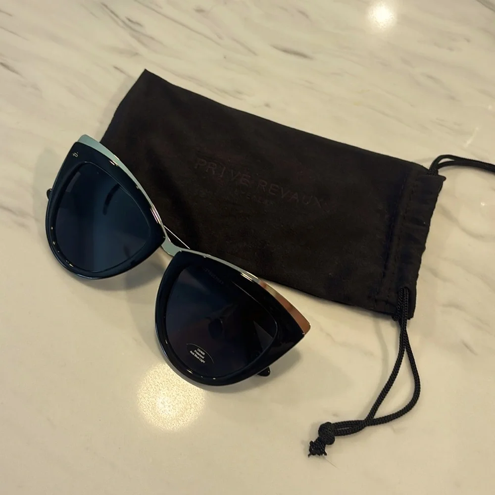 Black & gold Prive Revaux cat eye Juliet sunglasses - Picture 2 of 7
